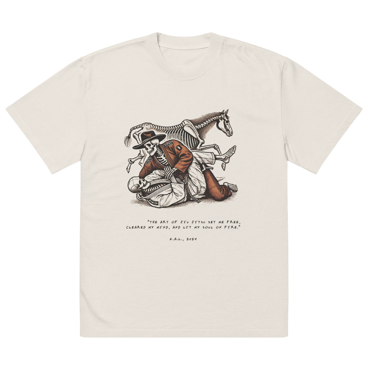 Jiu-Jitsu Cowboy Oversized T-Shirt - Faded Stone