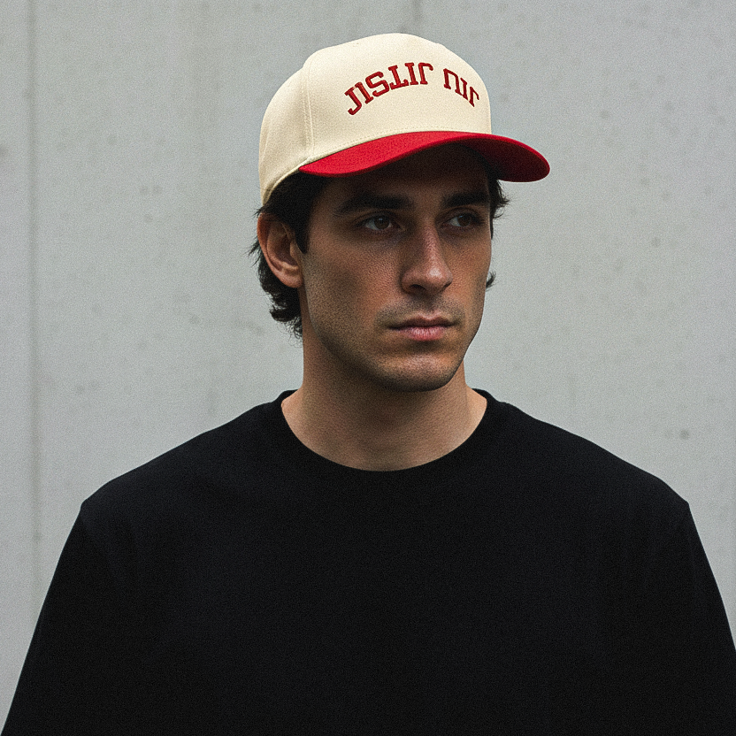 Upside Down Jiu Jitsu 2-Tone 5-Panel Cap - Cream/Red